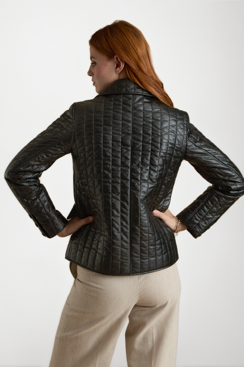 Tabitha Leather Coat, Alternate, color, Black