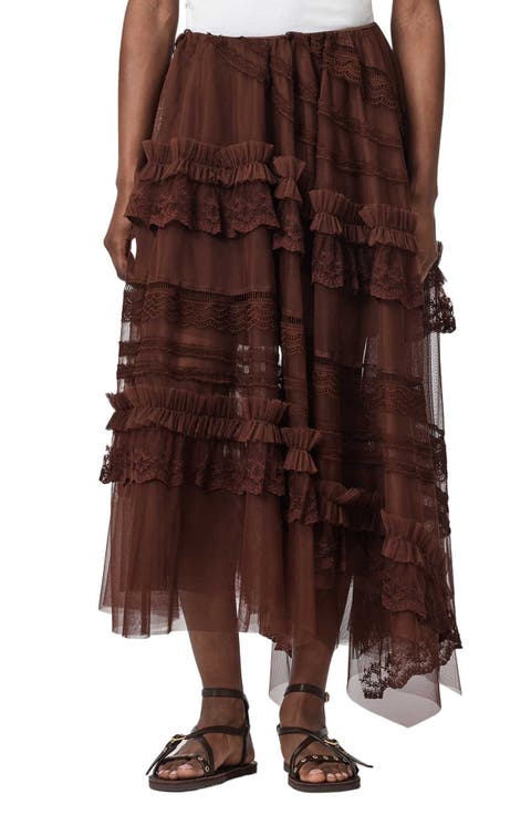 Jen Ruffle Lace Midi Skirt