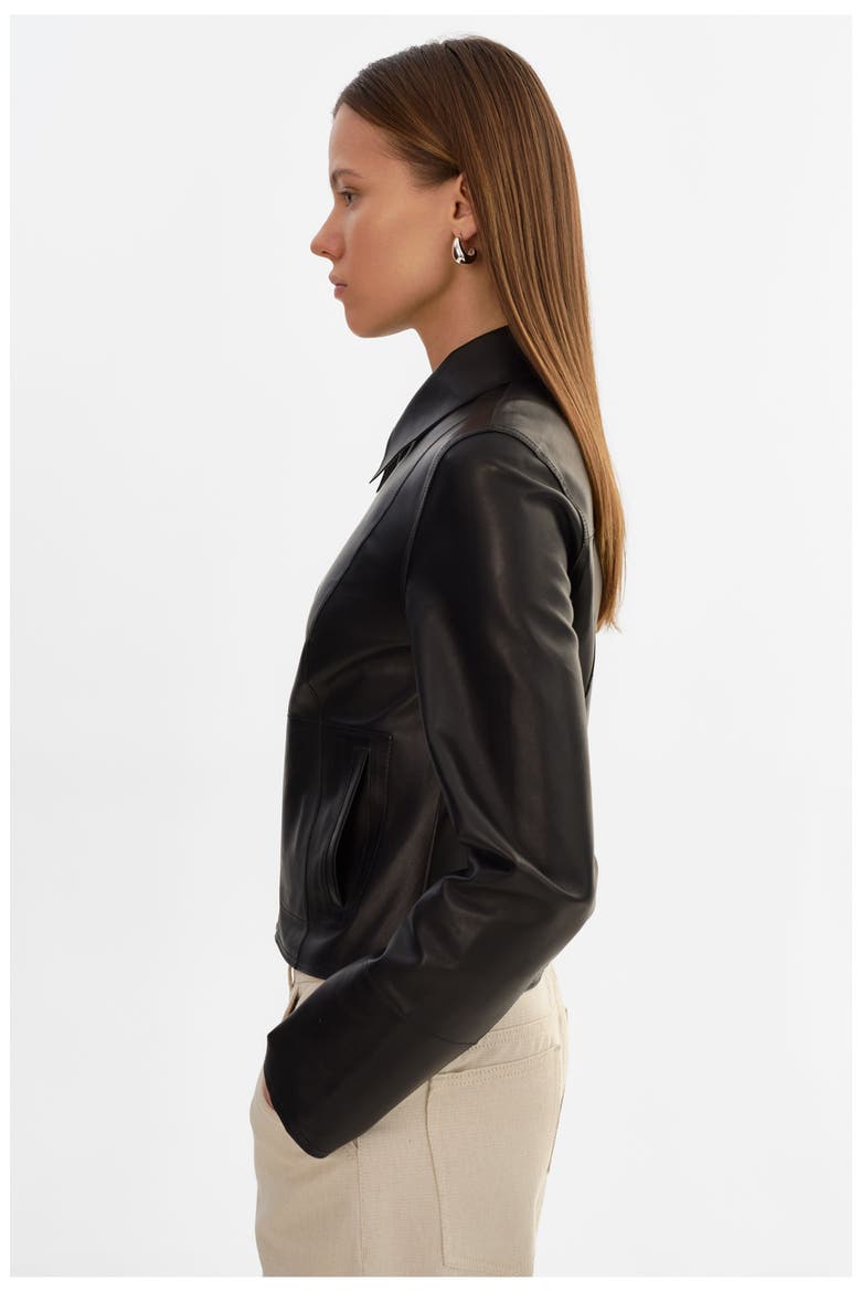 Clarie | Reversible Leather Jacket, Alternate, color, Black/Silver