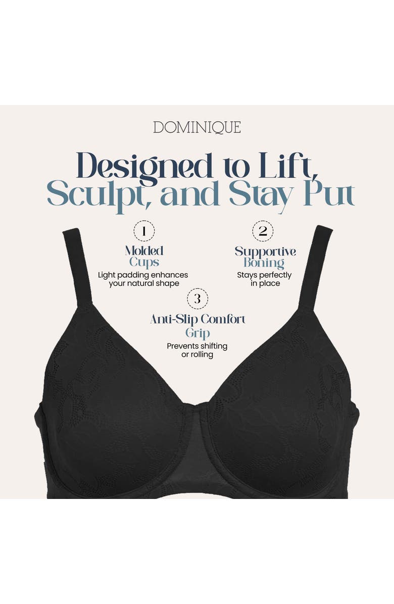 Dominique Intimates Jacqueline Seamless Jacquard Minimizer Bra, Alternate, color, Black