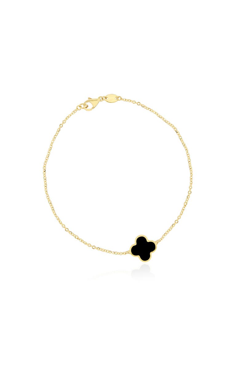 The Lovery Fine Jewelry Small Onyx Single Clover Bracelet, Main, color, Onyx