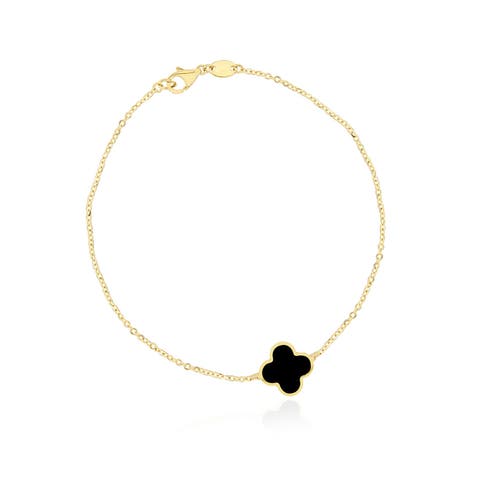 Small Onyx Single Clover Bracelet