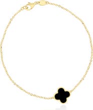 The Lovery Fine Jewelry Small Onyx Single Clover Bracelet