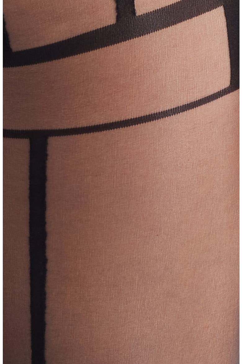Sheer Corset Stripe Tights, Alternate, color, BLACK