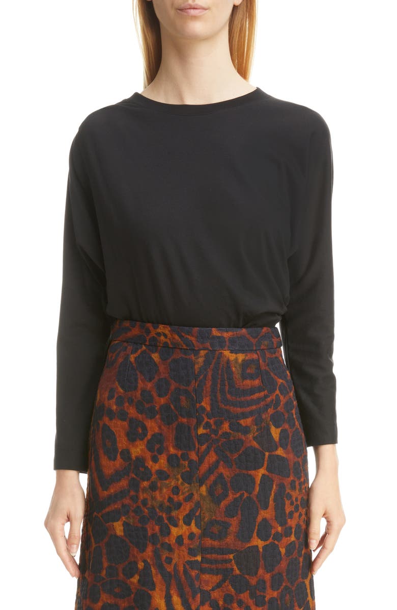 Dries Van Noten Helfar Draped Jersey Top, Main, color, 