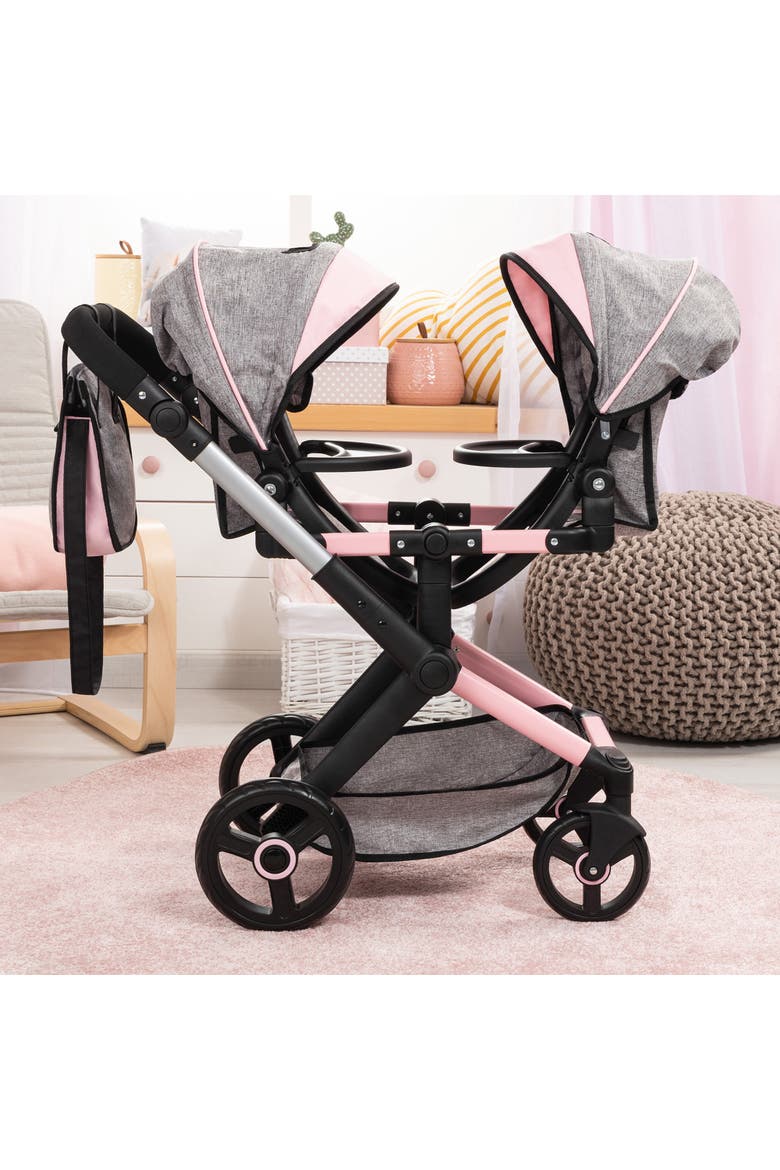 Xeo Twin Pram Butterfly Matching Handbag, Dolls 20 Inches, Alternate, color, Multicolored