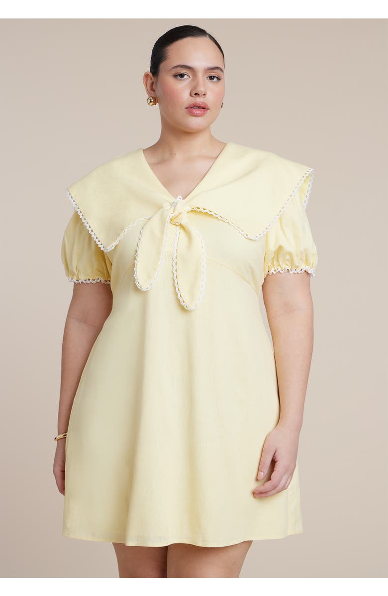 ELOQUII Sailor Collar Mini Dress, Alternate, color, Butter Yellow