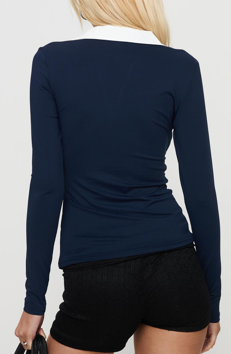 Princess Polly Challenger Collar Top, Alternate, color, Navy