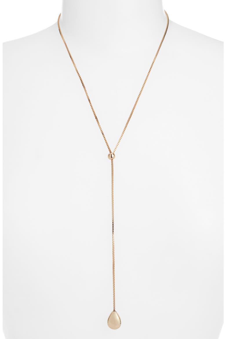 Polished Teardrop Slider Y Necklace, Alternate, color, GOLD