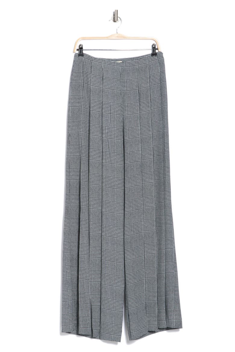 Nova Pleated Pants, Alternate, color, WHITE/ BLACK GLEN PLAID