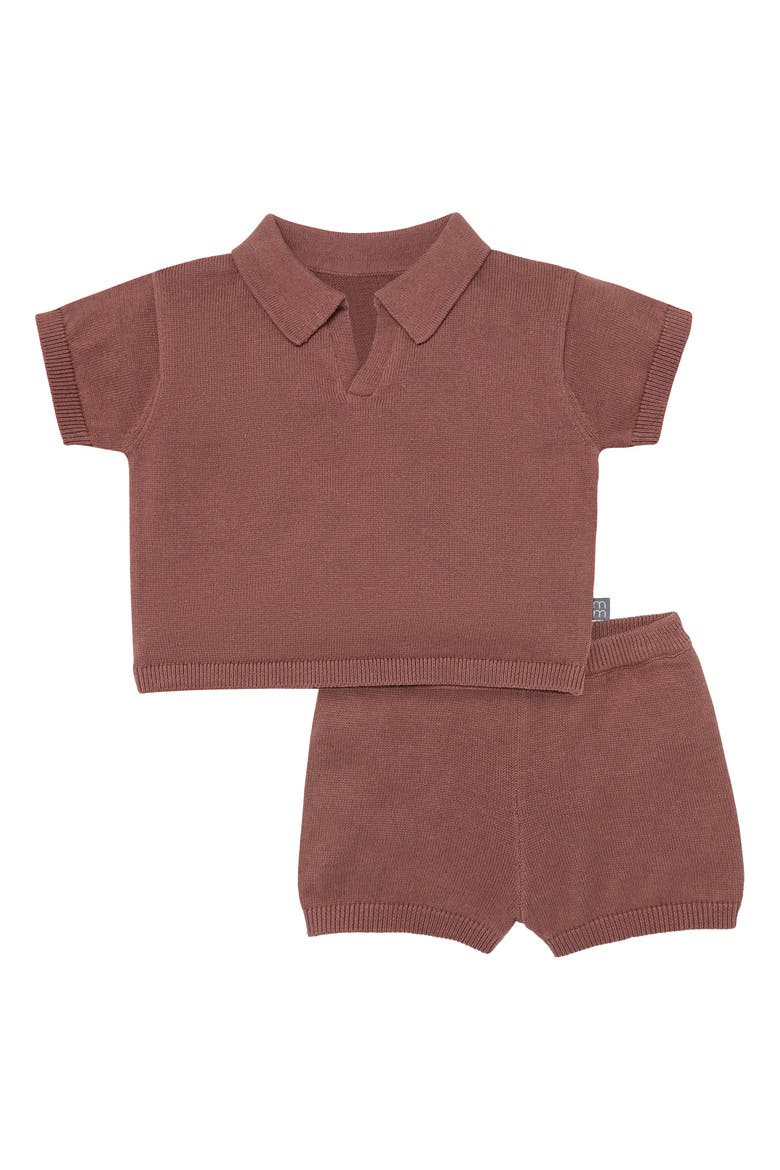 2-Piece Baby Johnny Collar Sweater Knit Set, Main, color, Brown