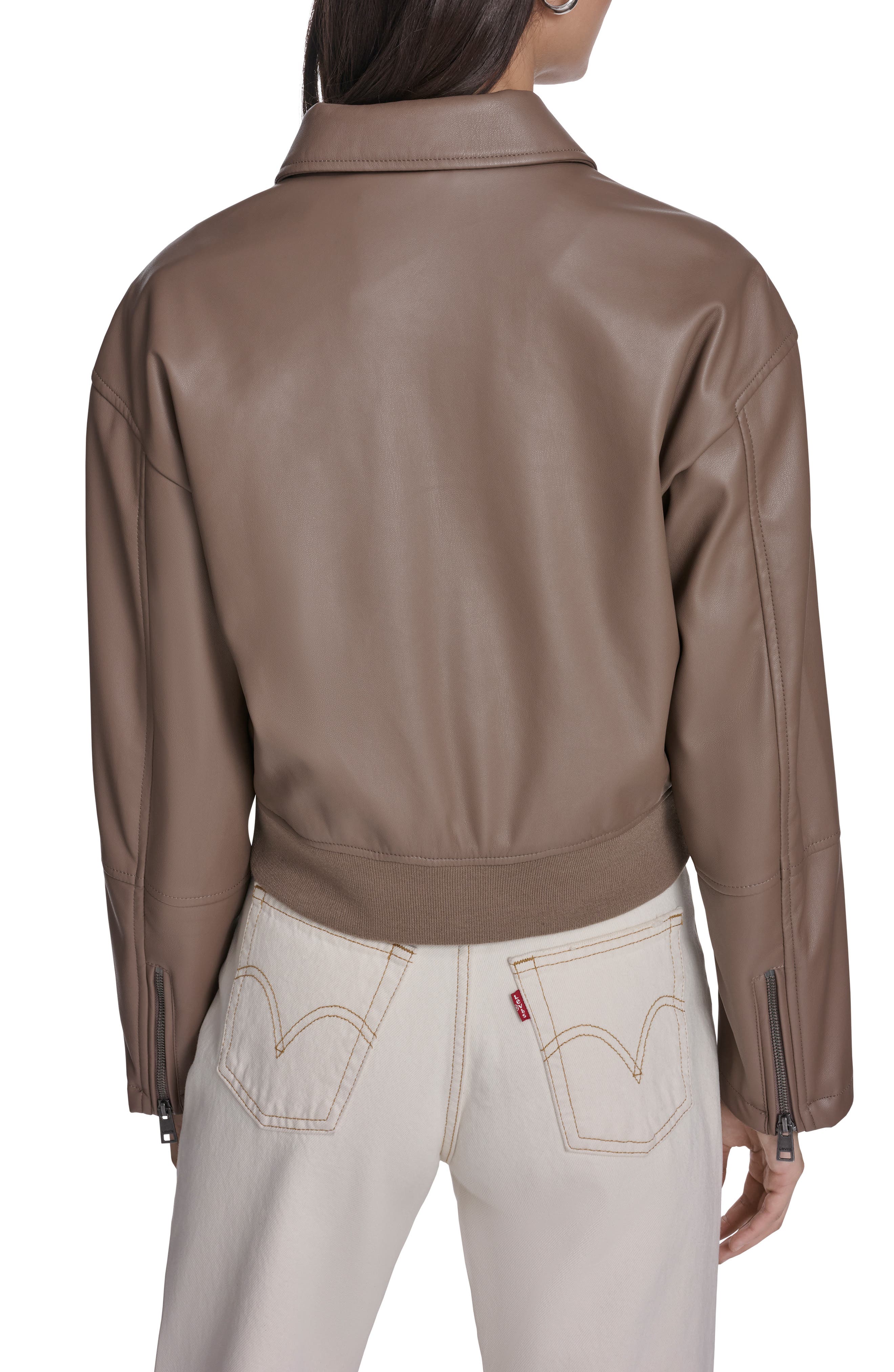 Faux Leather Bomber Jacket - image 4