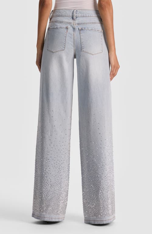 Alice And Olivia Amazing Mid Rise Embellished Jeans In Rock Star Blue In White