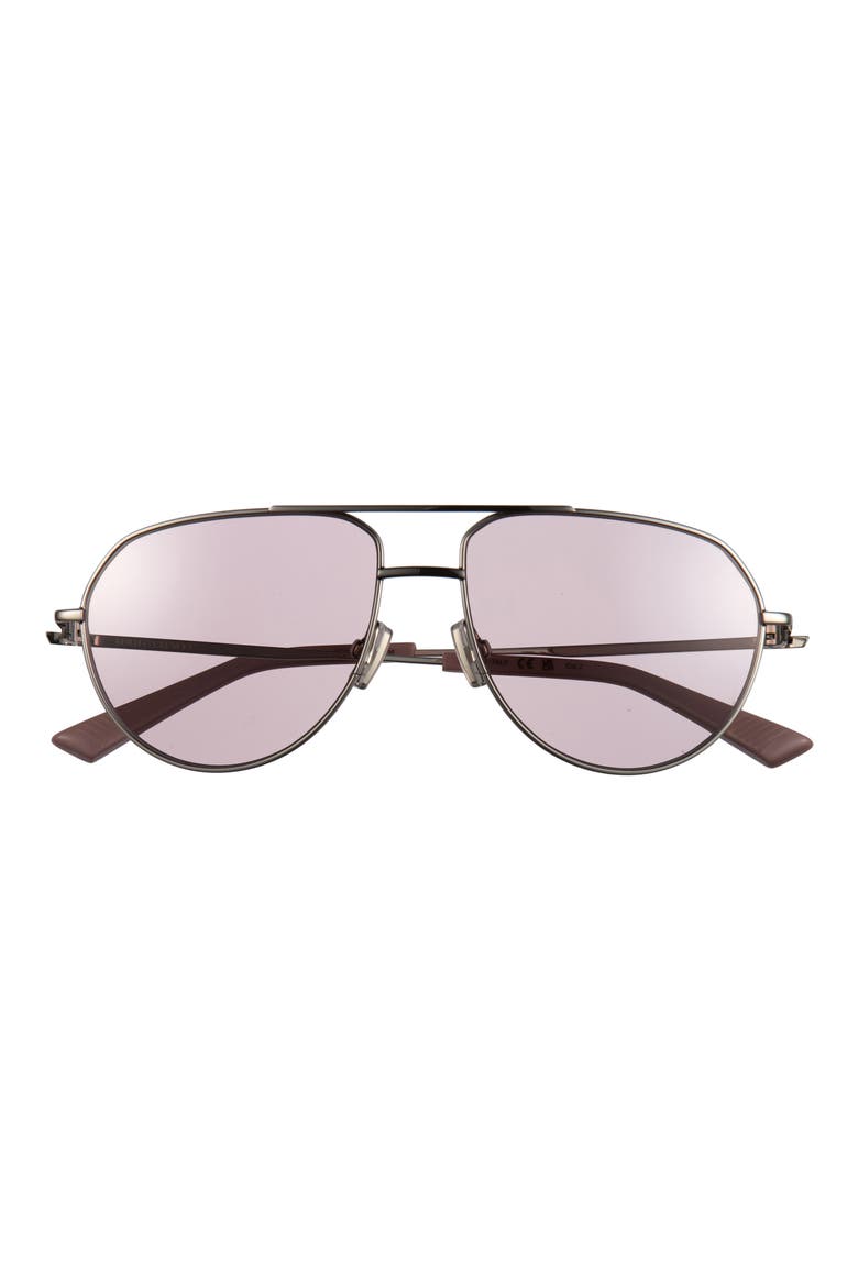 Gender Inclusive 61mm Square Aviator Sunglasses, Main, color, SILVER SILVER VIOLET