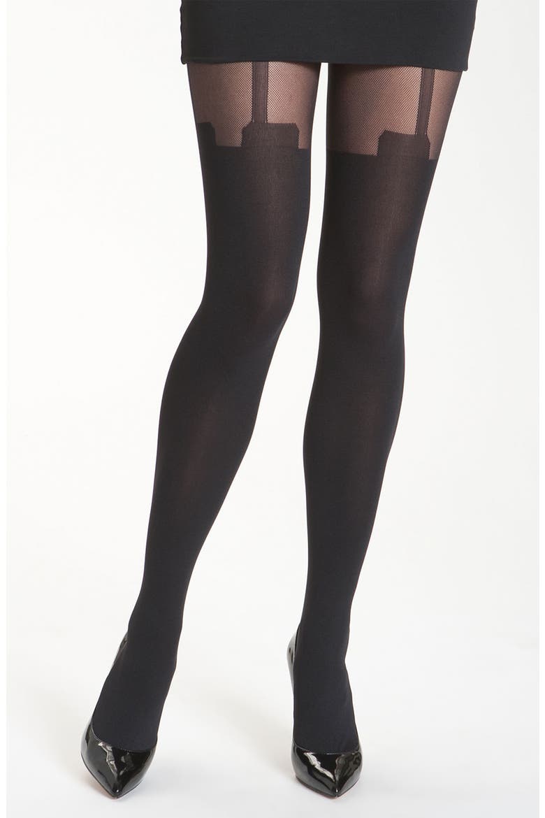 'House of Holland Mesh Super Suspender' Tights, Main, color, BLACK