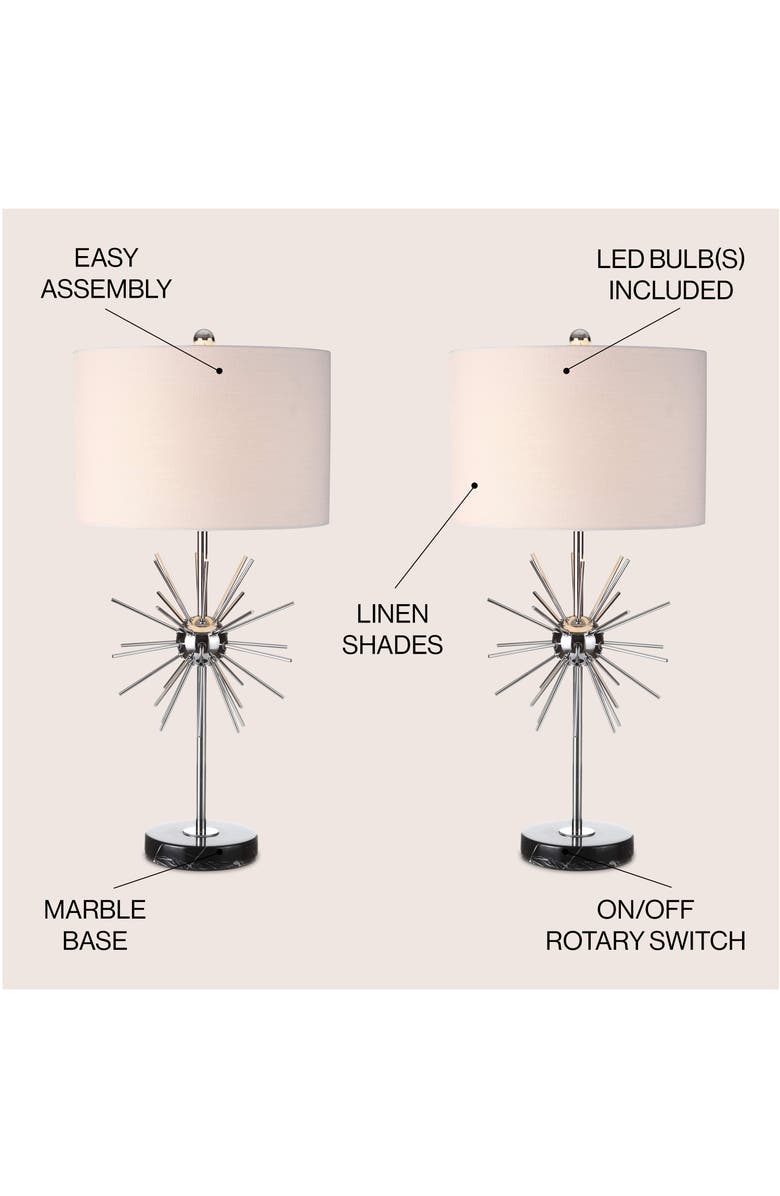 JONATHAN Y Aria 31.5" Metal/Marble LED Table Lamp, Chrome, Alternate, color, Chrome