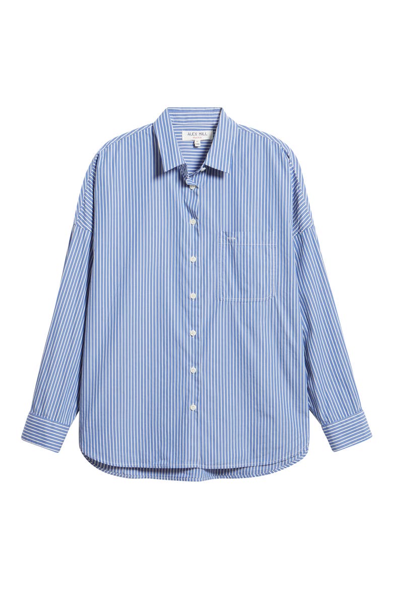 Jo Stripe Cotton Poplin Button-Up Shirt, Alternate, color, BLUE / WHITE STRIPE
