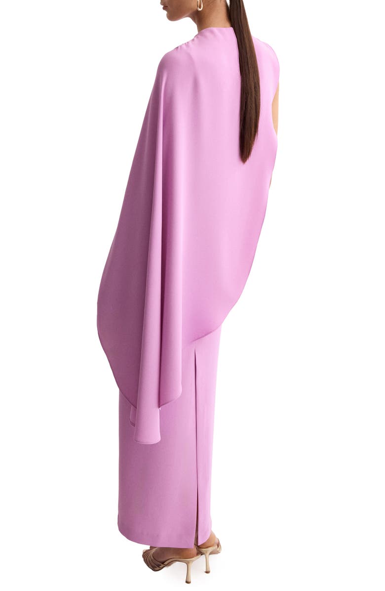 MANGO One-Shoulder Cape Maxi Dress, Alternate, color, 