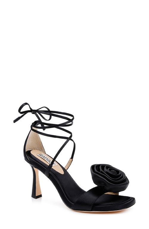 Shop Badgley Mischka Collection Janelle Ankle Wrap Sandal In Black Satin