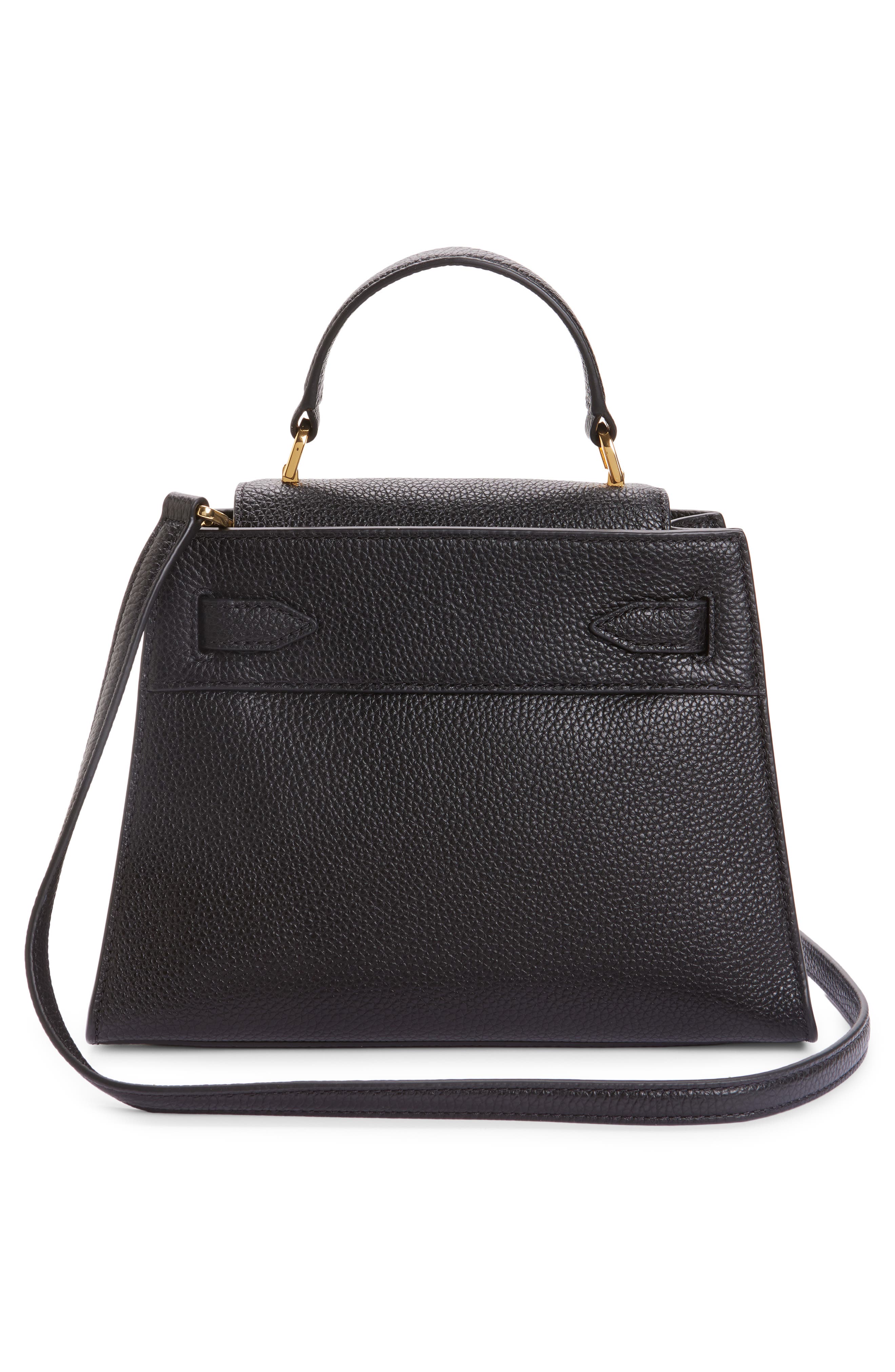 Veronica Beard Dash Leather Top Handle Bag, Alternate, color, Black