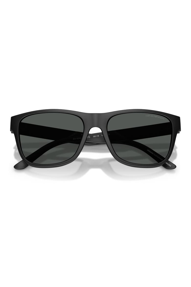 56mm Square Sunglasses, Alternate, color, MATTE BLACK / DARK GREY