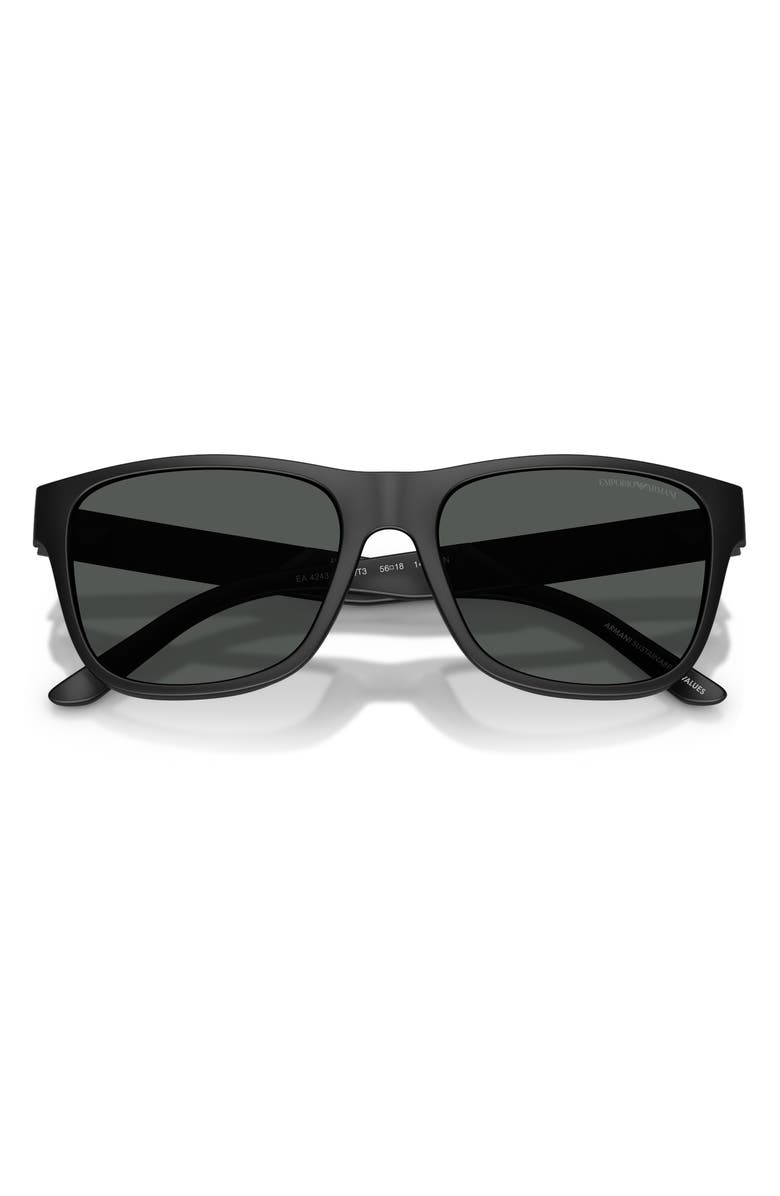 Emporio Armani 56mm Square Sunglasses, Alternate, color, Matte Black / Dark Grey