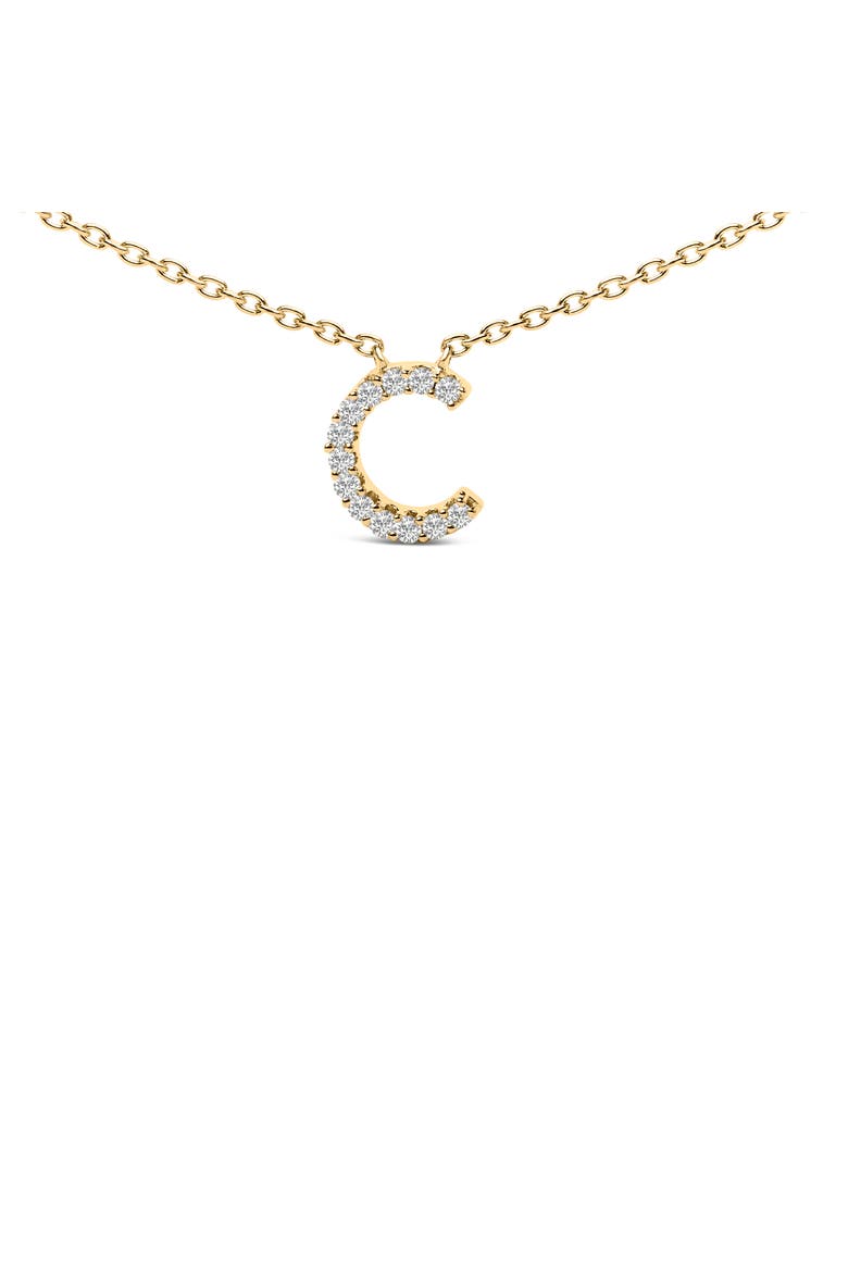 10K Yellow Gold Diamond Accent "A-Z" Block Initial Pendant Necklace, Alternate, color, Yellow Gold | C