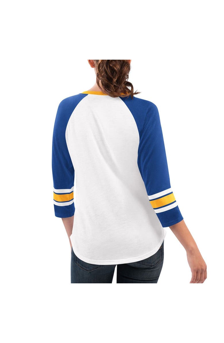 G-III 4HER BY CARL BANKS Women's G-III 4Her by Carl Banks White/Royal Chase Elliott Top Team V-Neck 3/4 Sleeve T-Shirt, Alternate, color, White