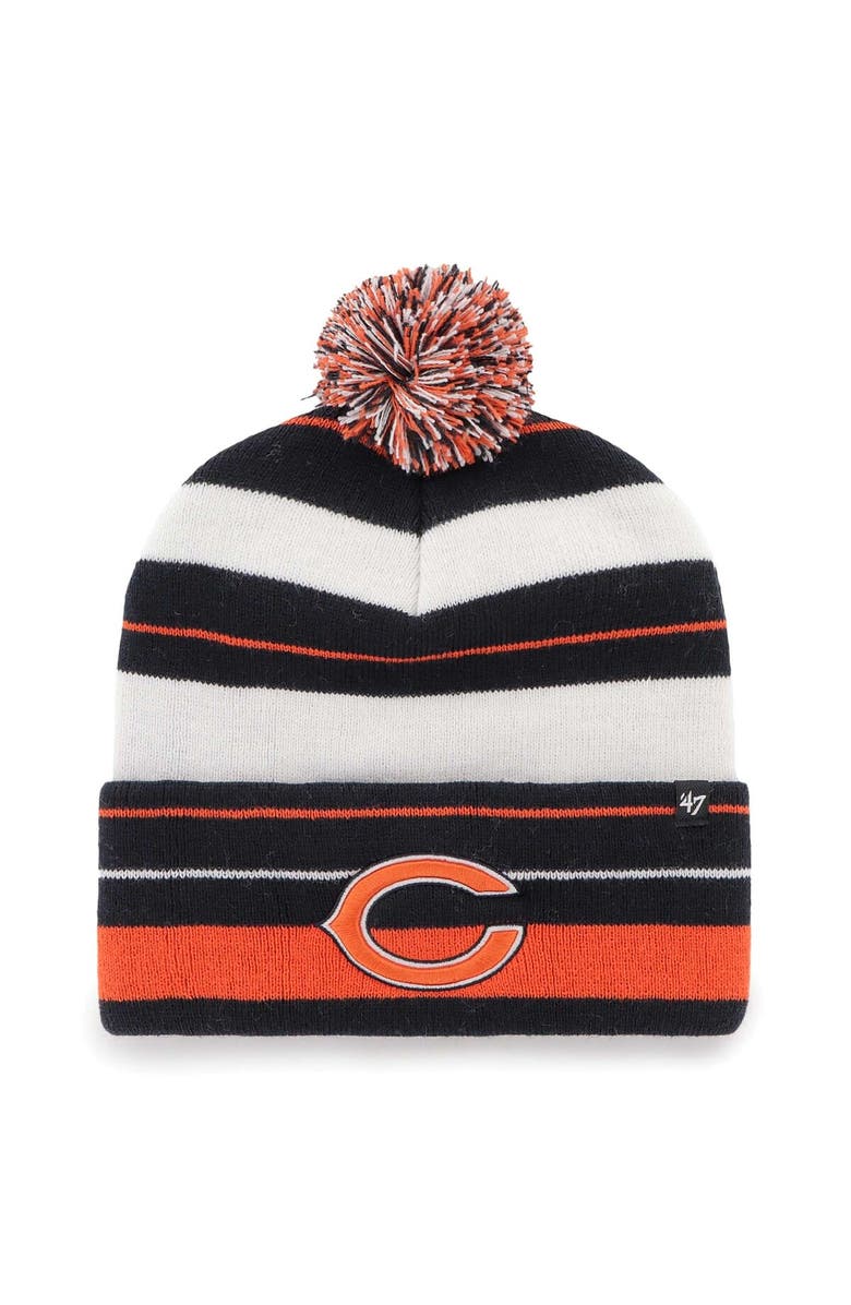 '47 Men's '47 Navy Chicago Bears Powerline Cuffed Knit Hat with Pom, Main, color, 