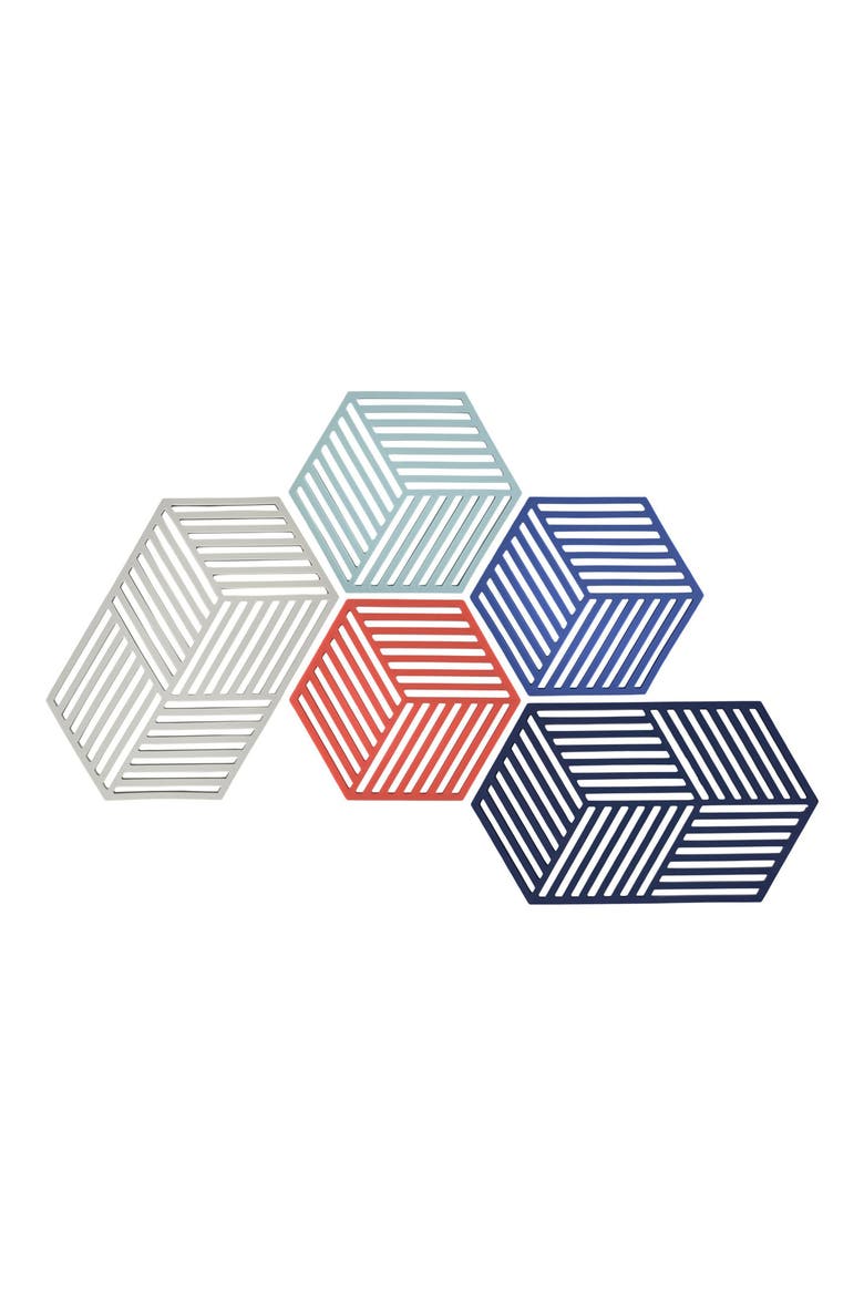 - HEXAGON \/ TRIAN, Main, color, GRAY/ INDIGO/ RED