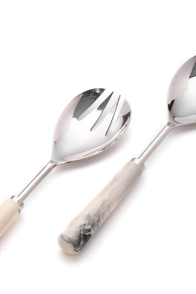Resin & Metal Salad Server 2-Piece Set, Alternate, color, IVORY