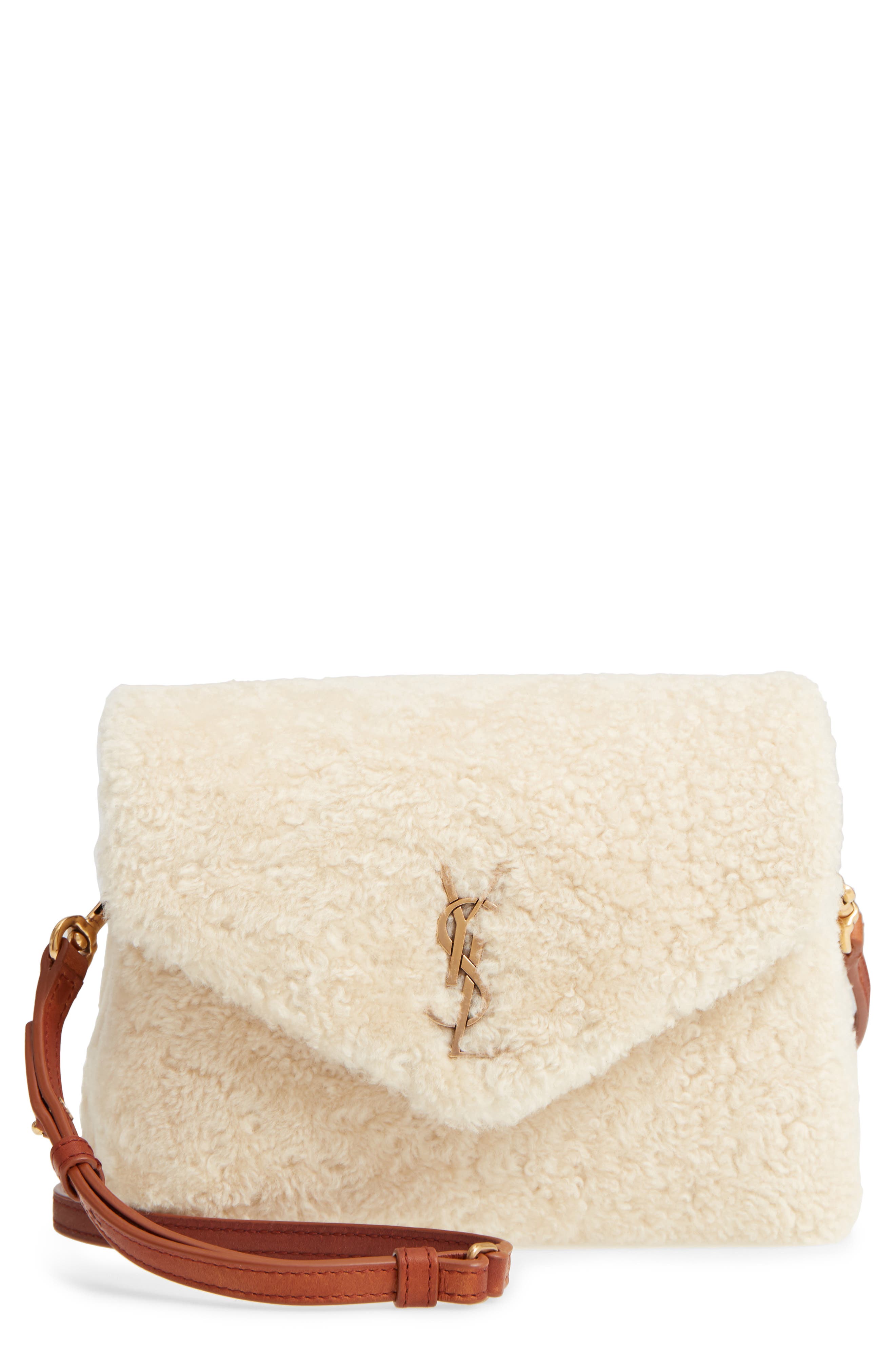Saint Laurent Small Loulou Genuine Shearling Crossbody Bag, Main, color, 