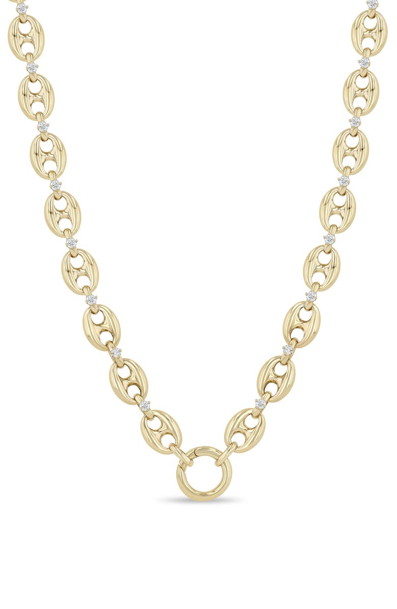 Zoë Chicco 14K Gold Diamond Large Mariner Link Enhancer Necklace, Main, color, 14K Yellow Gold