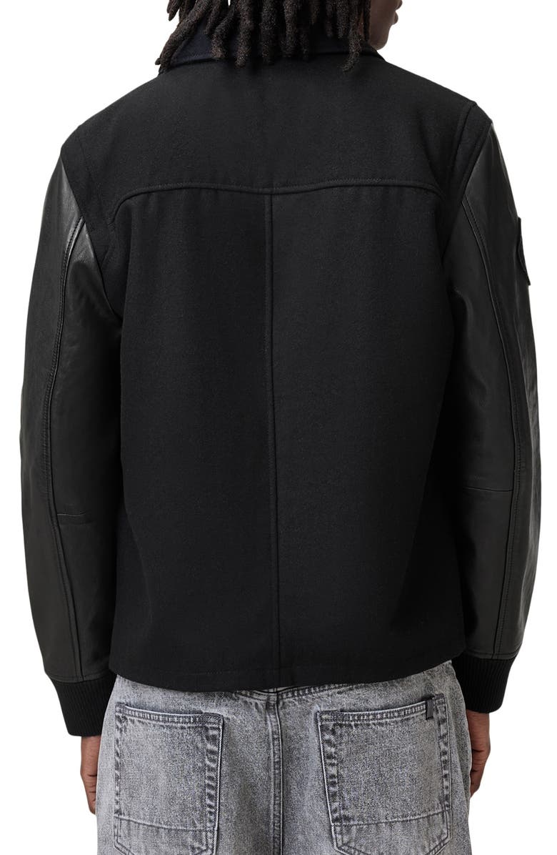 AllSaints Warrenton Wool & Leather Bomber Jacket, Alternate, color, 