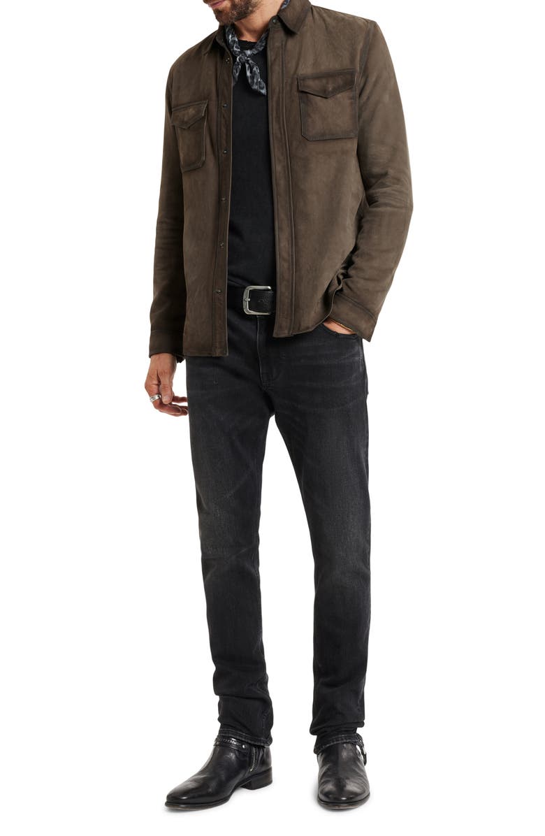 John Varvatos Izzy Suede Shirt Jacket, Alternate, color, Earth Brown