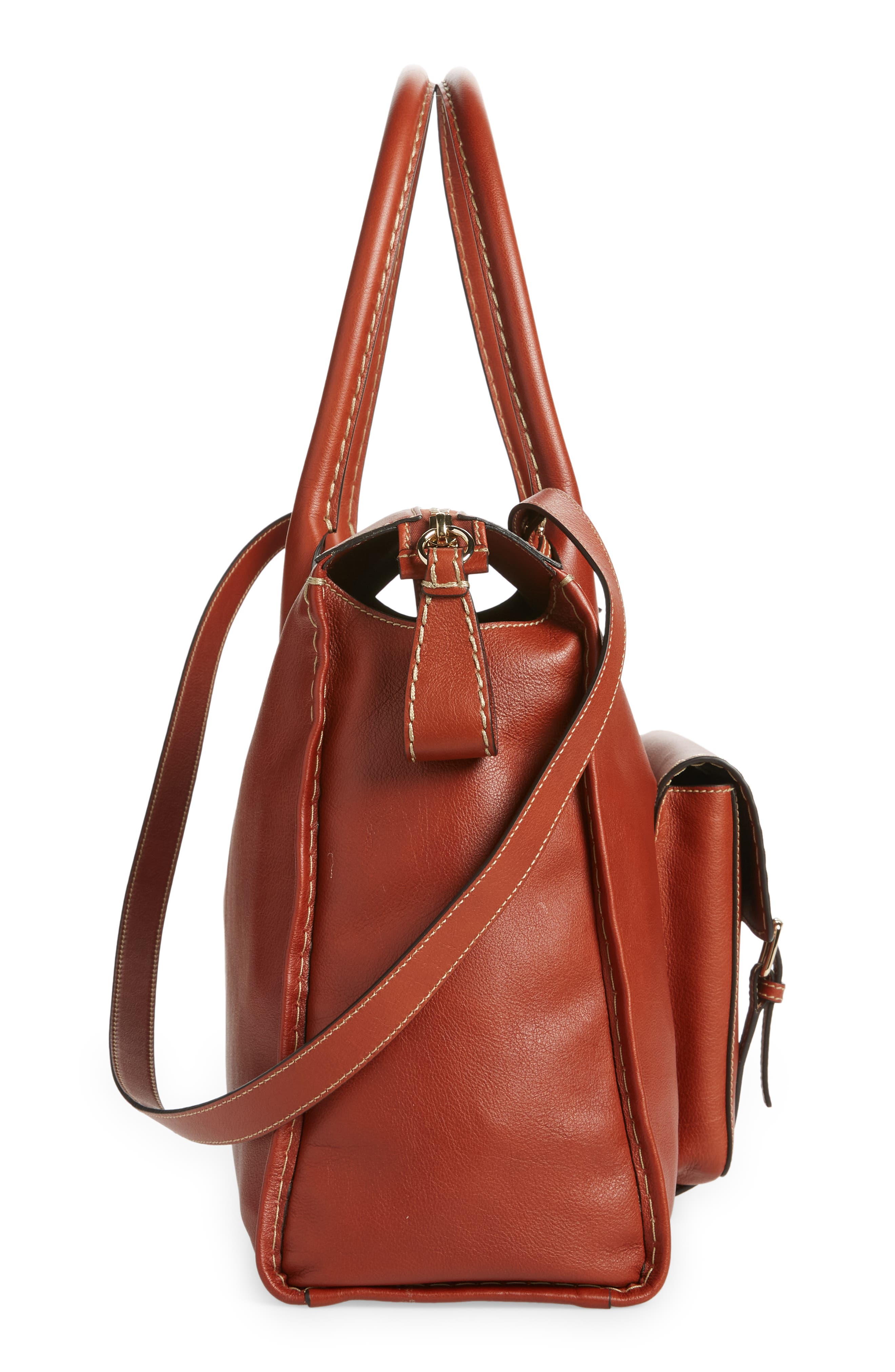 Edith Leather Day Satchel, Alternate, color, SEPIA BROWN