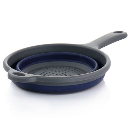 Oster Bluemarine Collapsible Polypropylene Colander With Handle In Navy In Blue