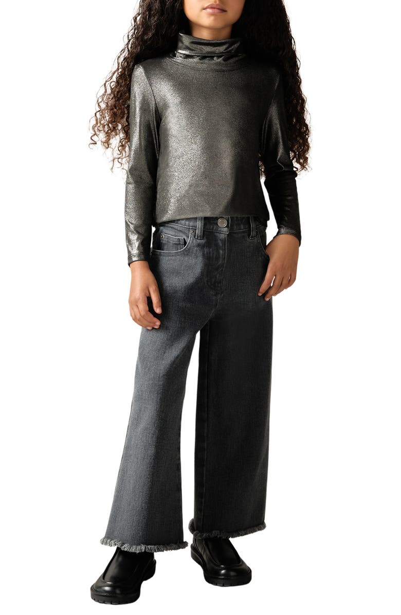 Reiss Kids' Casey Jr. Metallic Turtleneck, Alternate, color, Silver