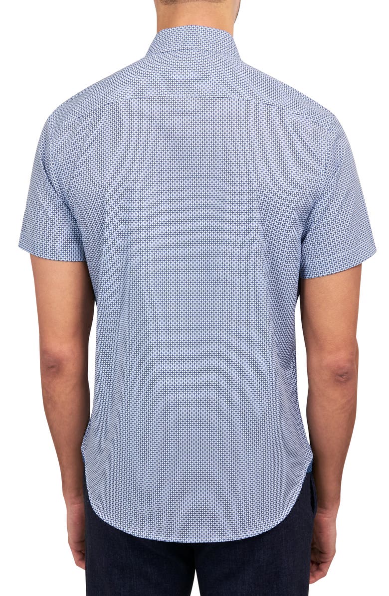 CONSTRUCT Slim Fit Geometric Print Short Sleeve 4-Way Stretch Performance Button-Up Shirt, Alternate, color, 