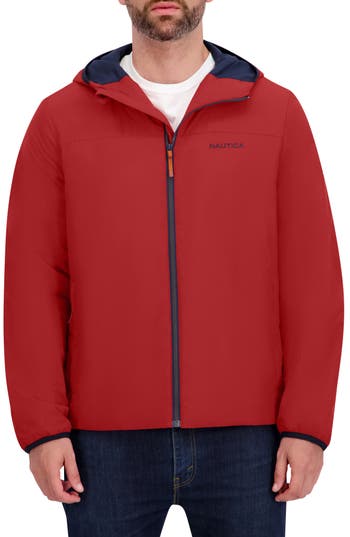Nautica Transitional Hooded Zip Jacket In Red