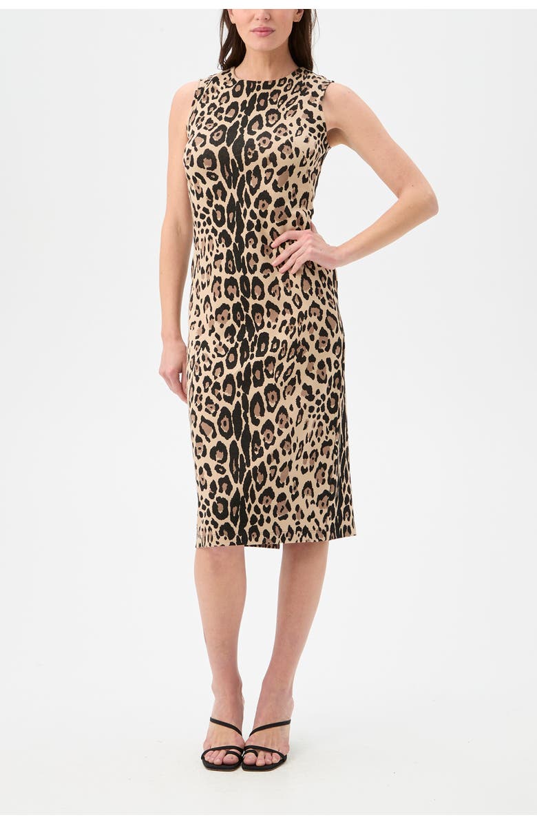 Trina Turk Dame Leopard Midi Sheath Dress, Main, color, Multi