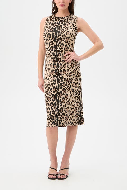 Dame Leopard Midi Sheath Dress