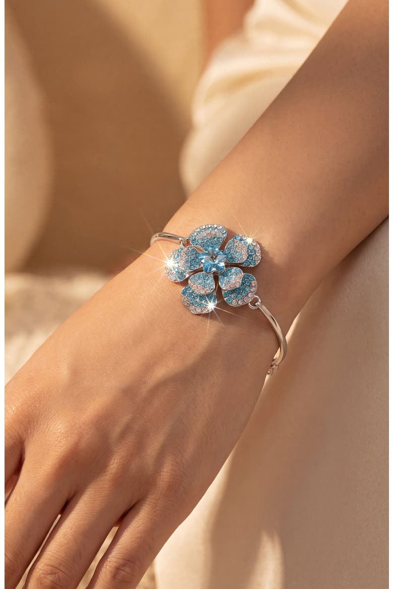 Crystal Flower Blossom Bracelet, Alternate, color, Silver Tone