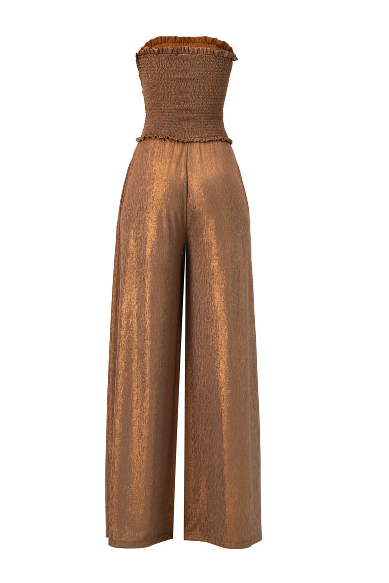 Strapless Wide-Leg Jumpsuit, Alternate, color, Copper