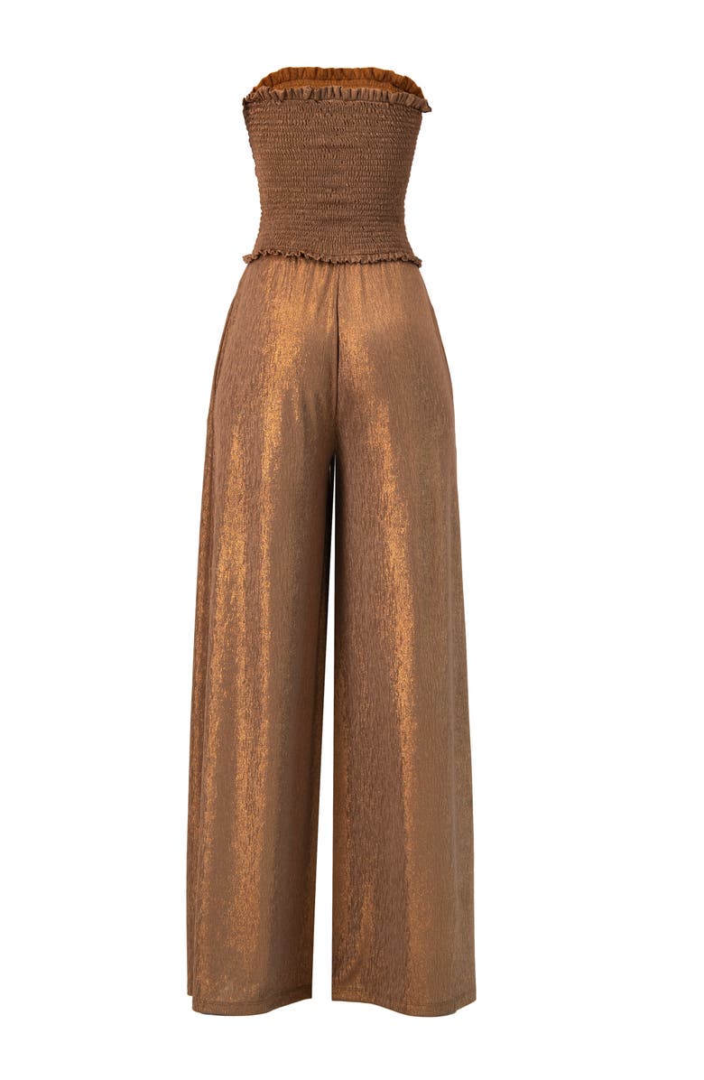 IVONNE Strapless Wide-Leg Jumpsuit, Alternate, color, Copper