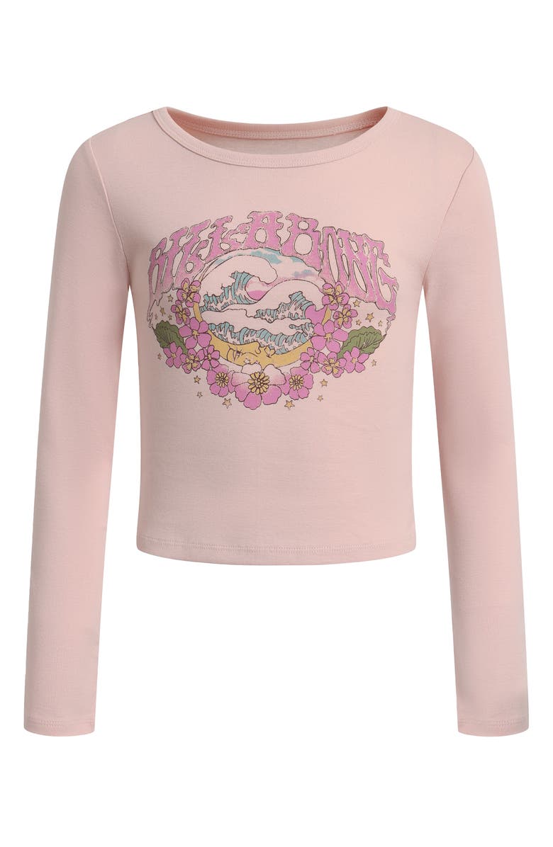 Billabong Kids' Brighter Days Long Sleeve Graphic T-Shirt, Main, color, Powder Pink