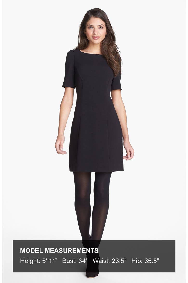 'kylie' stretch a-line dress, Alternate, color, BLACK