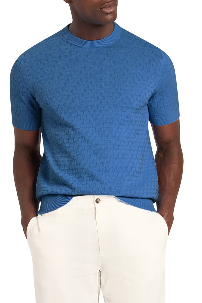 Ingvi Cotton & Wool Knit T-Shirt, Main, color, BLUE