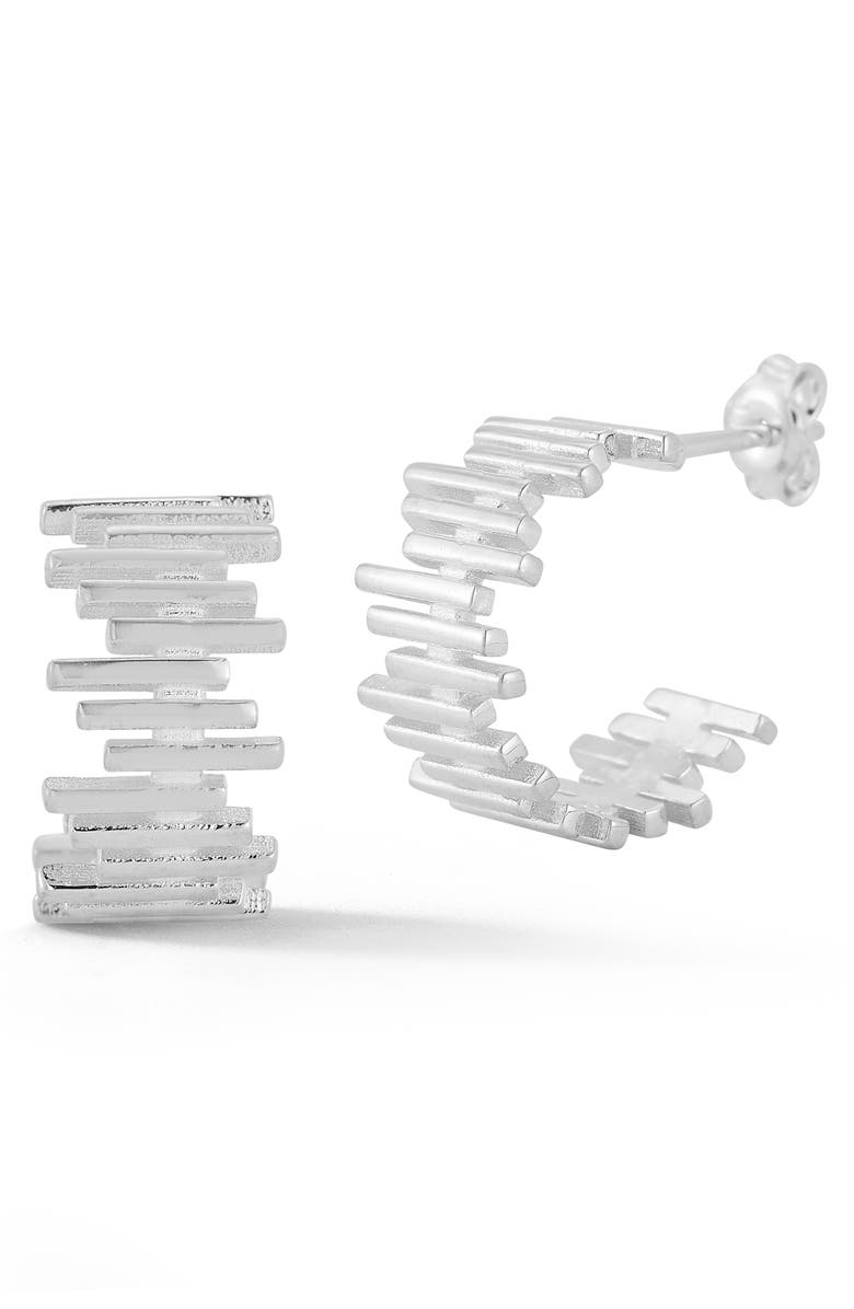 GLAZE JEWELRY Ribbed Huggie Hoop Earrings, Main, color, 