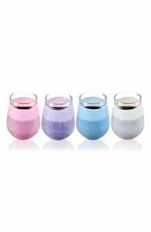 Set of 4 Silicone Wrapped Stemless Wine Glasses